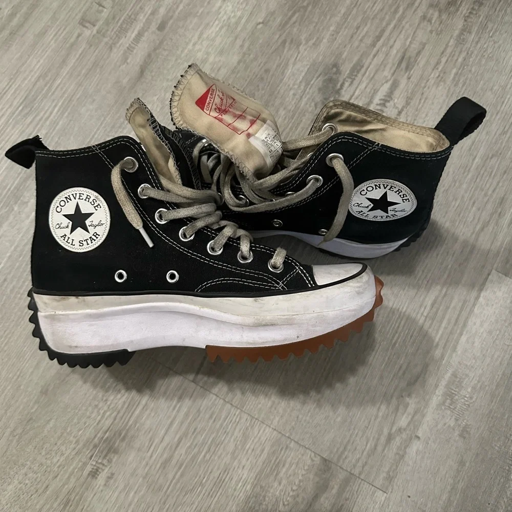 Converse Black High-Tops with White and Brown Soles platform style Sz 7